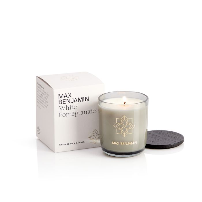 Max Benjamin White Pomegranate Luxury Candle & Lid