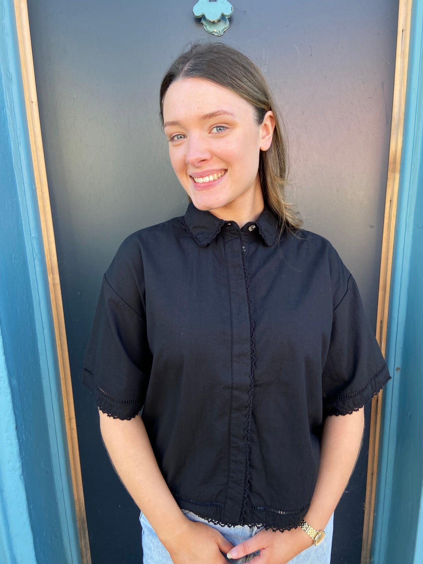 Nova Black Cotton Shirt