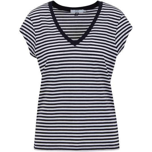 100% cotton navy & white stripe shirt