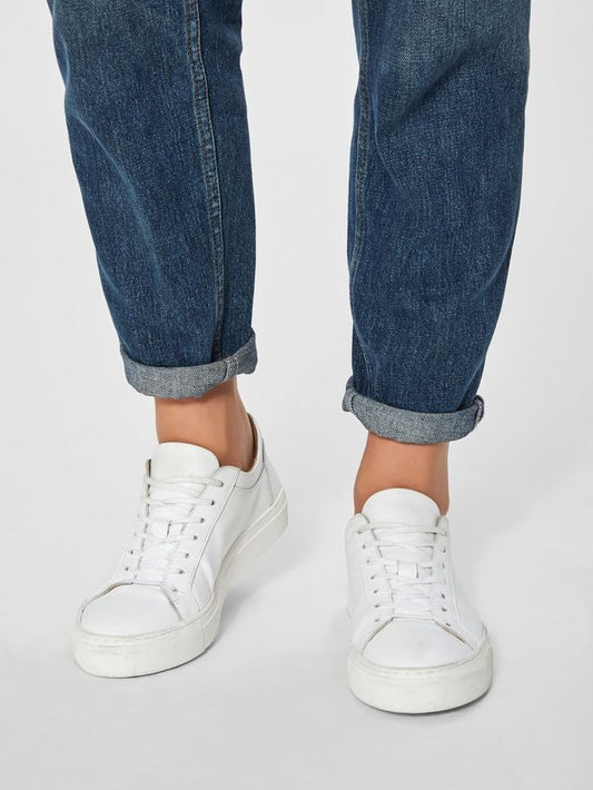 White Leather Trainers by Selected Femme