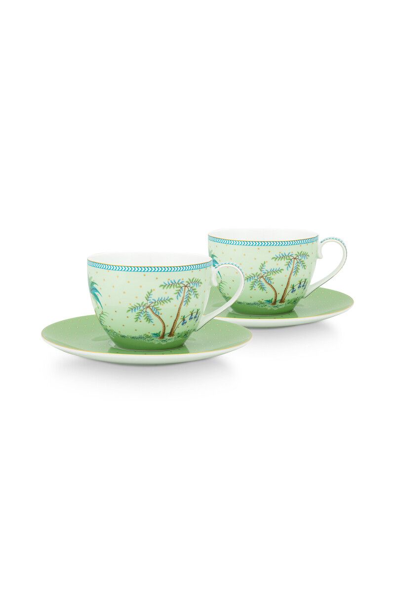 Jolie Set/2 Cappuccino Cup & Saucer Green