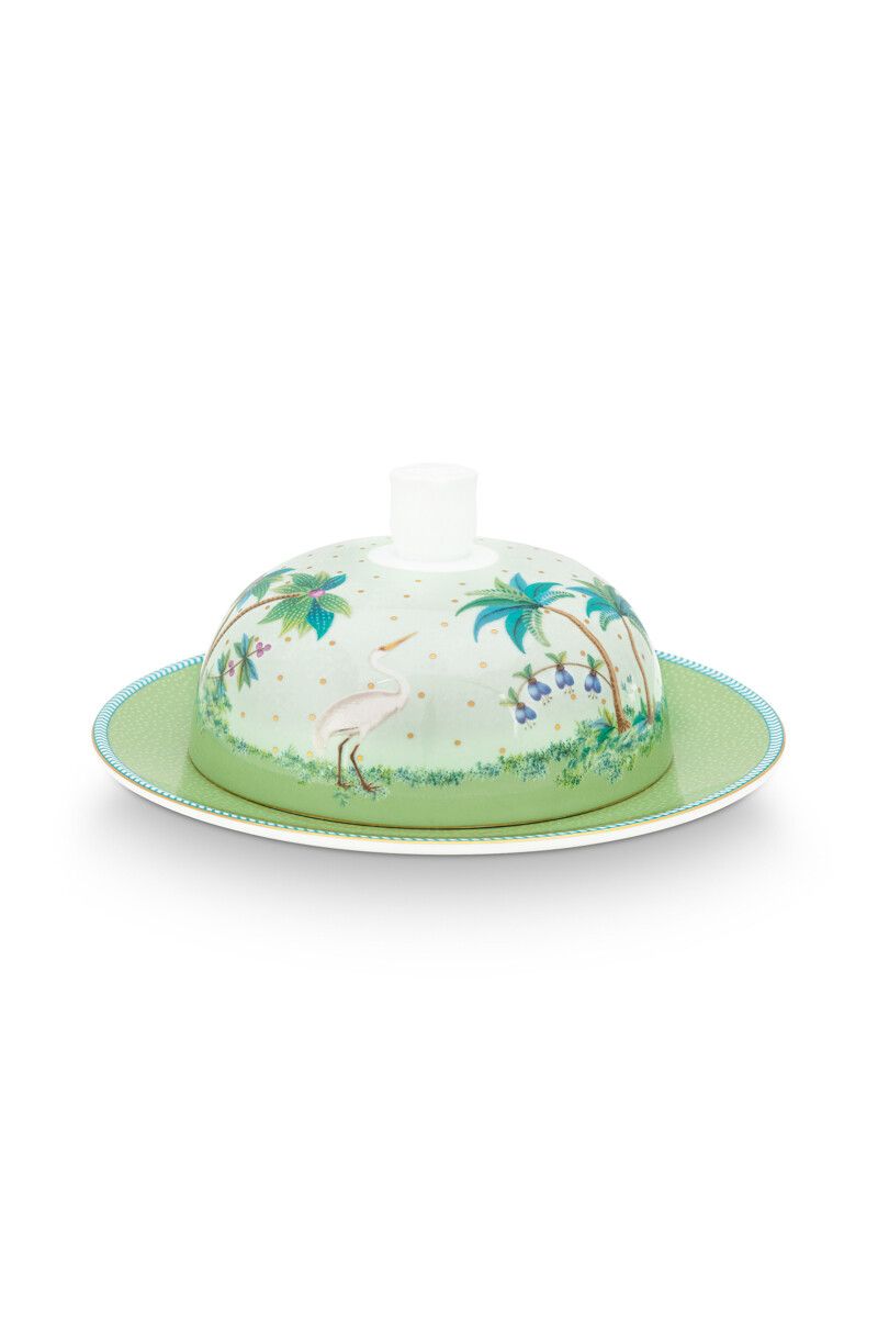 Jolie Butter Dish Round Green By Pip Studio