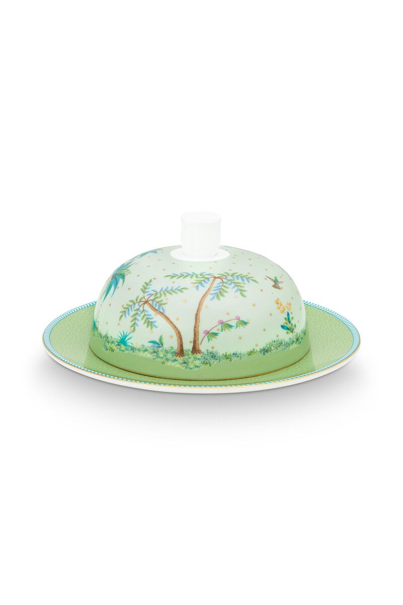 Jolie Butter Dish Round Green By Pip Studio