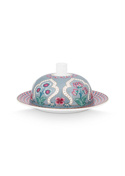 Flower Festival Butter Dish Light Blue by Pip Studio