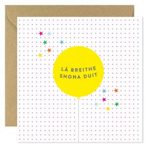 Happy Birthday, in Irish, Card from Bold Bunny