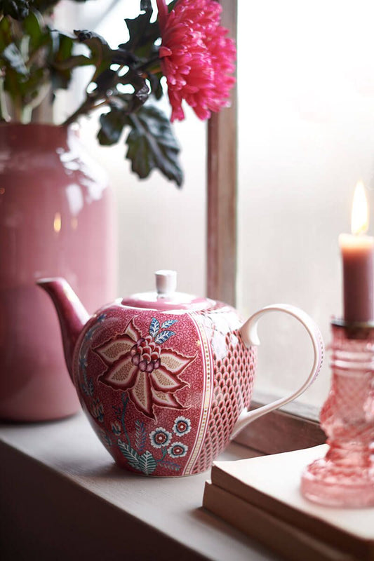 Flower Festival Teapot Large Dark Pink by Pip Studio