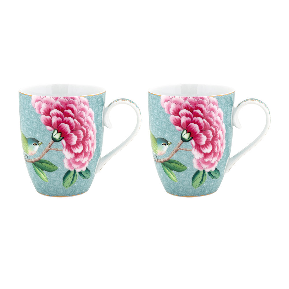 Pips Studio Blushing Birds Large Blue Mugs - set of 2