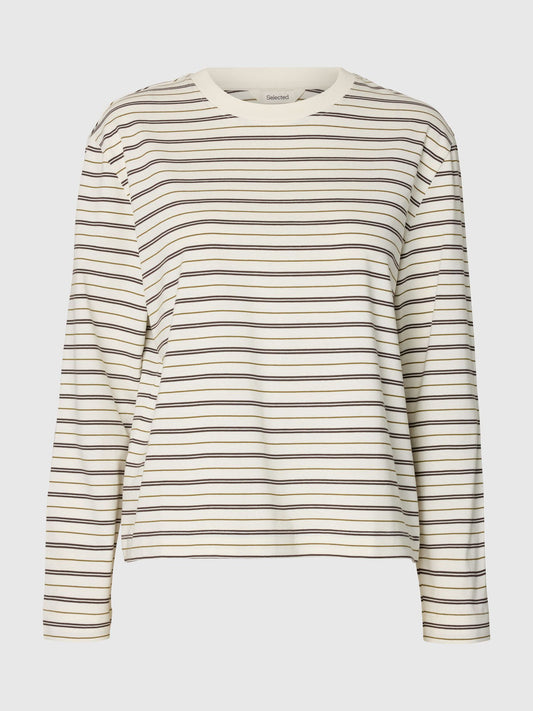 Long sleeve boxy stripe t-shirt - 100% organic cotton