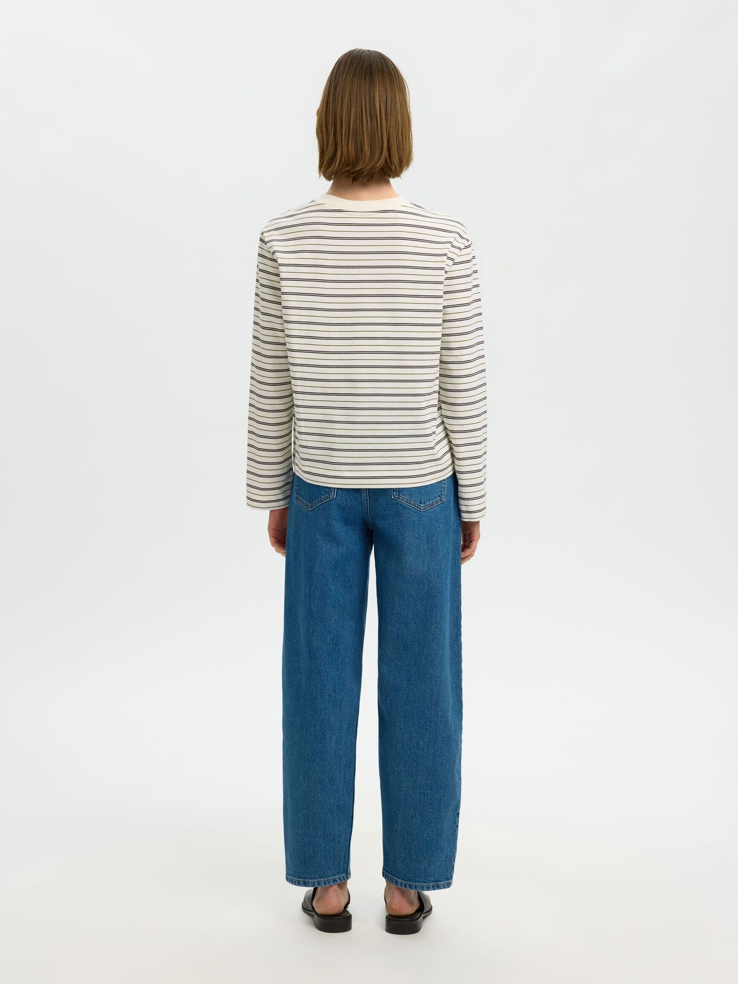 Long sleeve boxy stripe t-shirt - 100% organic cotton