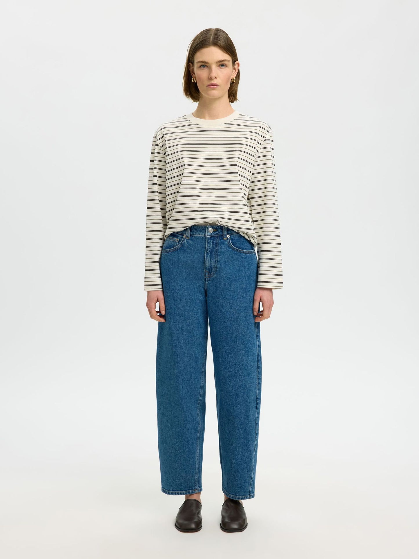 Long sleeve boxy stripe t-shirt - 100% organic cotton
