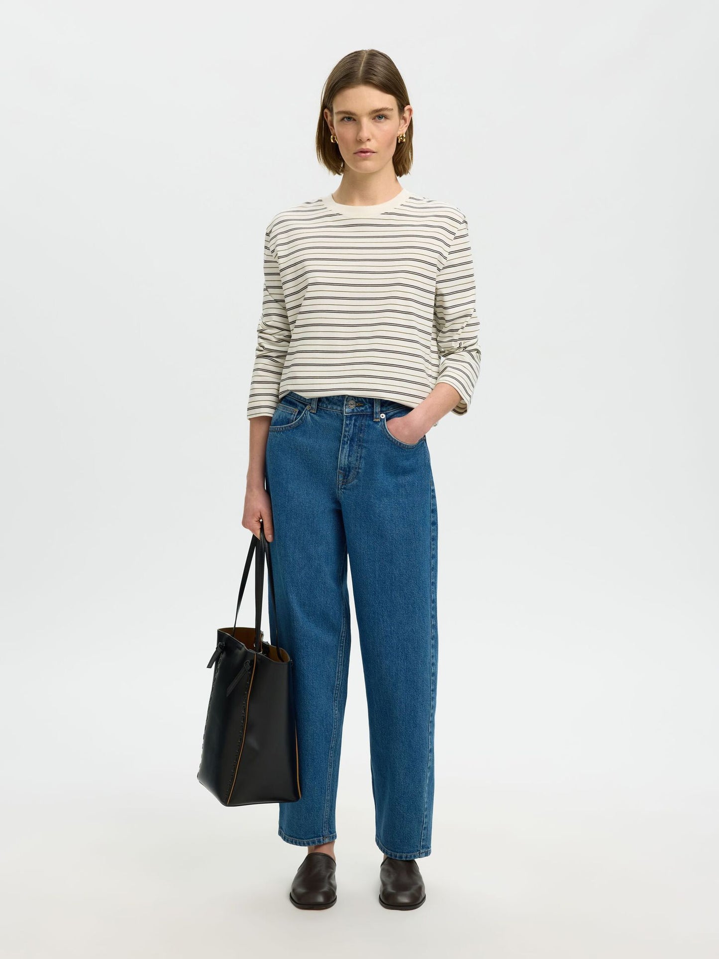 Long sleeve boxy stripe t-shirt - 100% organic cotton
