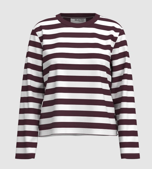 100% Cotton Fig and White Stripe top