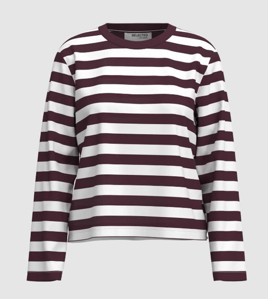 100% Cotton Fig and White Stripe top