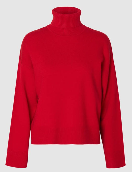 Red high neck jumper