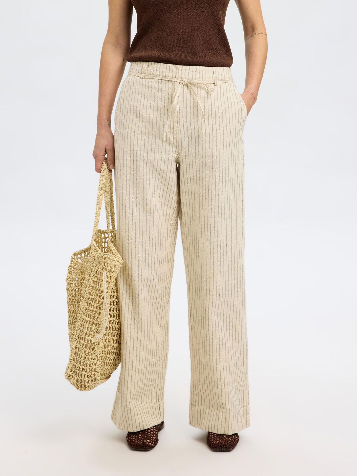 Gemma stripe linen trousers