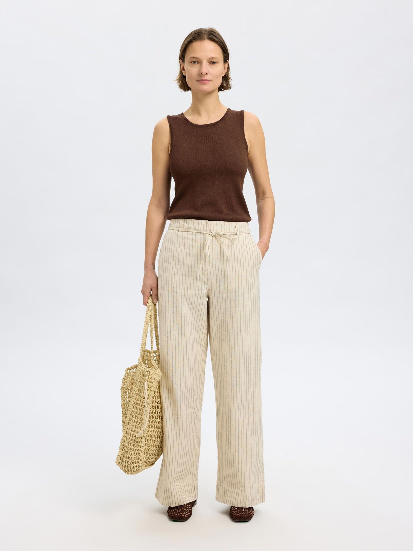 Gemma stripe linen trousers