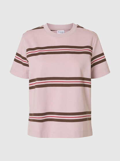 Pink stripe 100% cotton T-shirt