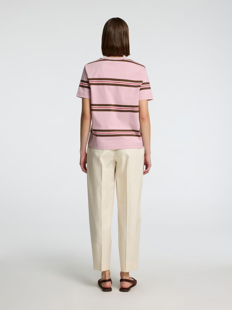 Pink stripe 100% cotton T-shirt