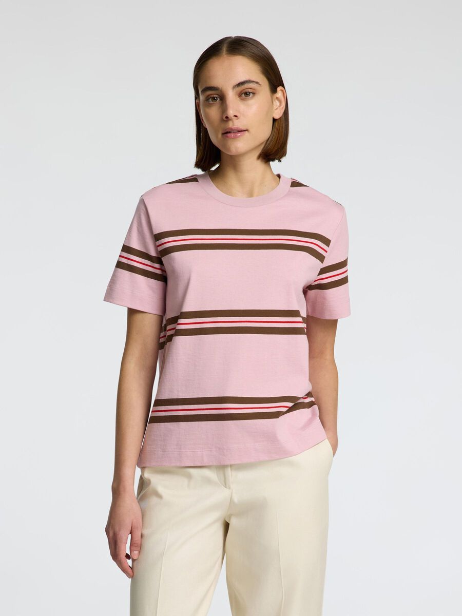 Pink stripe 100% cotton T-shirt