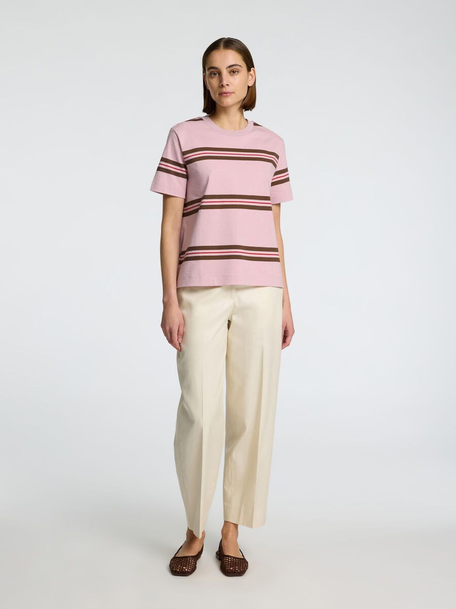 Pink stripe 100% cotton T-shirt