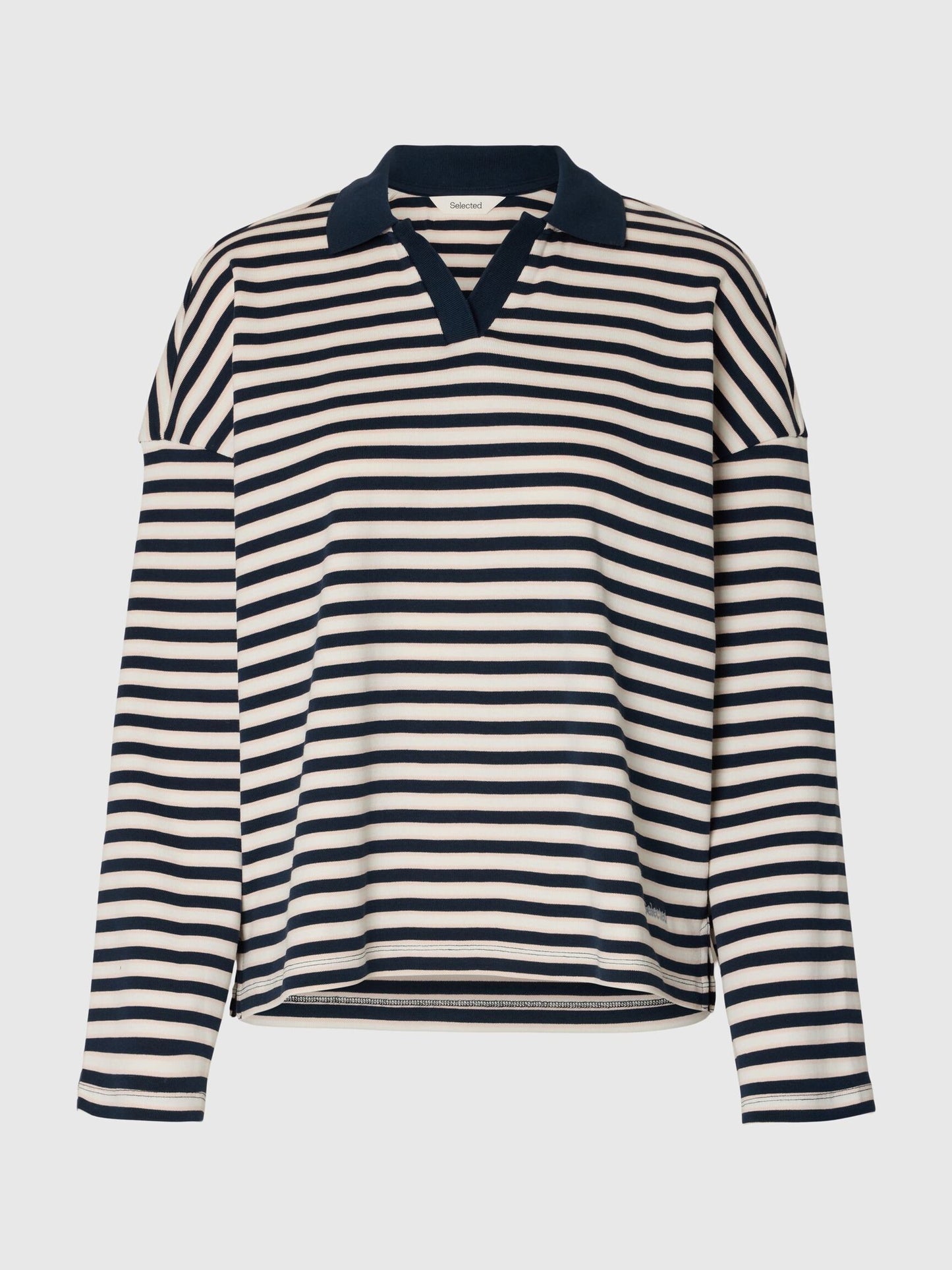 100% organic cotton relaxed fit navy pink & white top