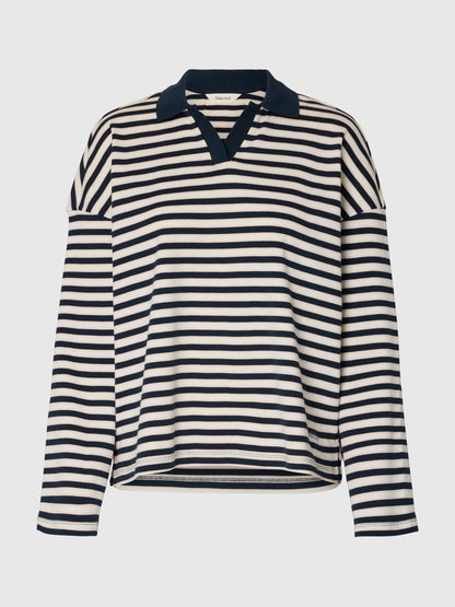 100% organic cotton relaxed fit navy pink & white top