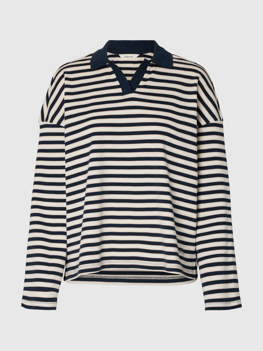 100% organic cotton relaxed fit navy pink & white top