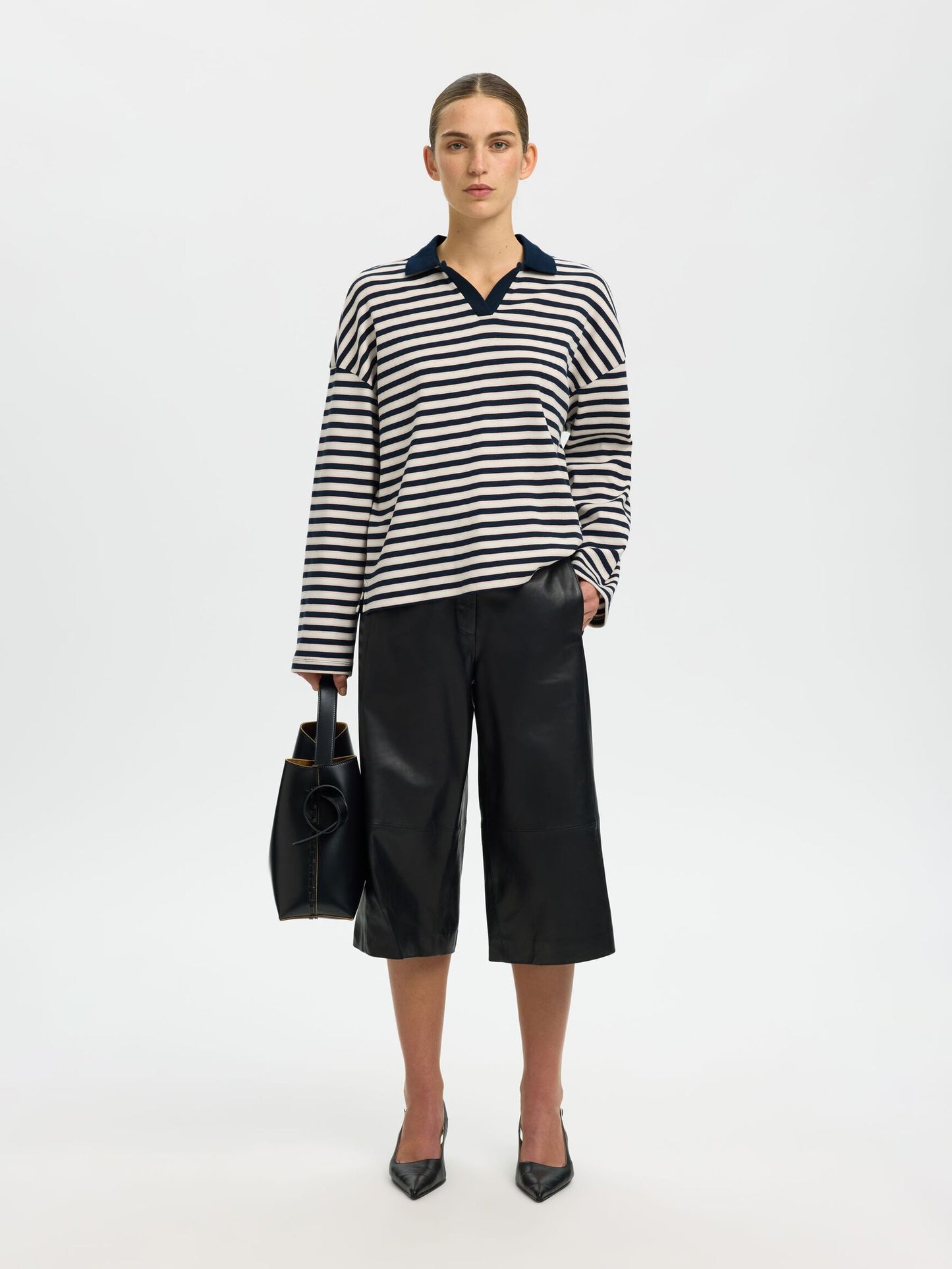 100% organic cotton relaxed fit navy pink & white top