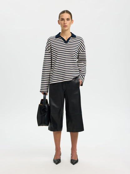 100% organic cotton relaxed fit navy pink & white top