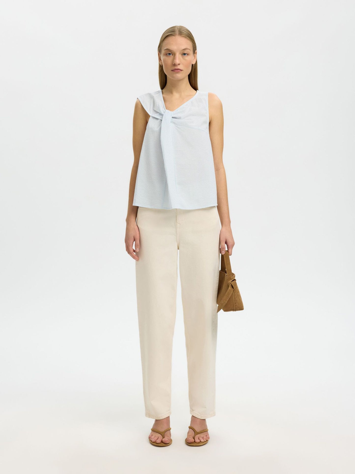 Hannah blue & white stripe top *100% Organic cotton