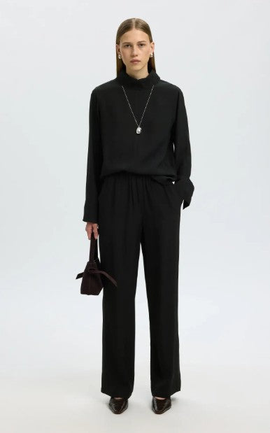 Black wide leg trousers
