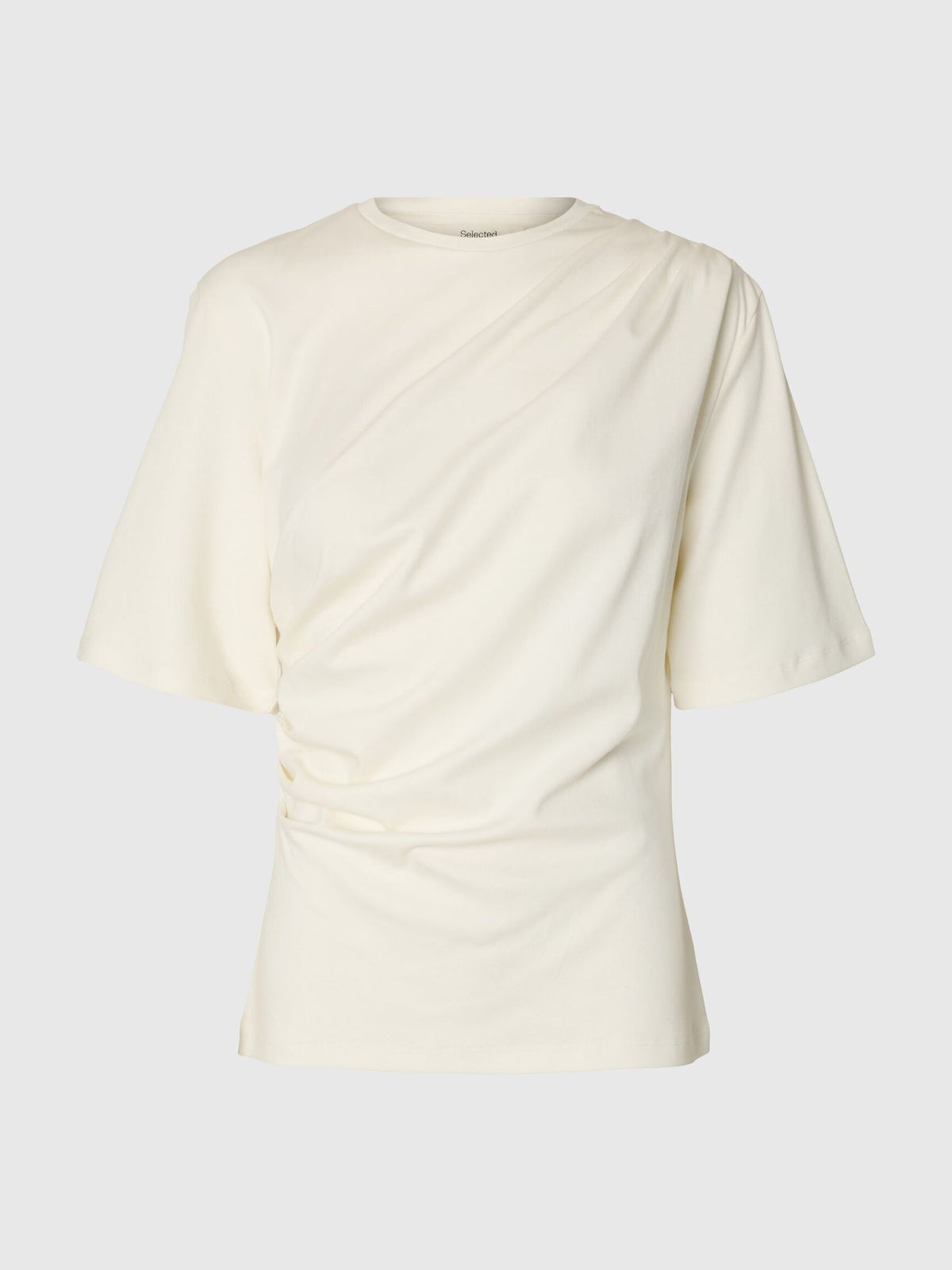 Off-white gathered 100% organic cotton T-shirt