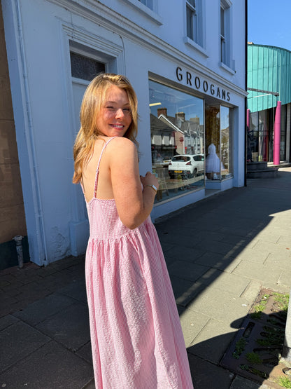Stripe sun dress pink