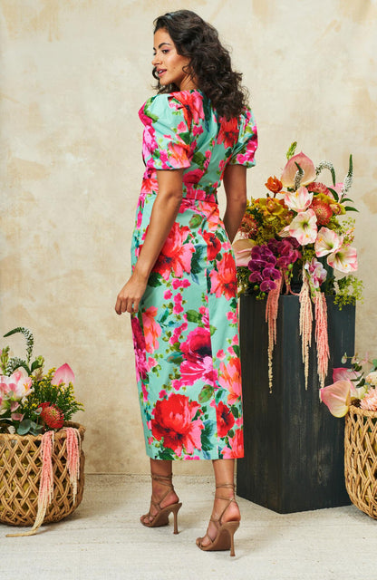 The Rowena Puff Sleeve Sweetheart Neckline Pencil Dress by Hope & Ivy