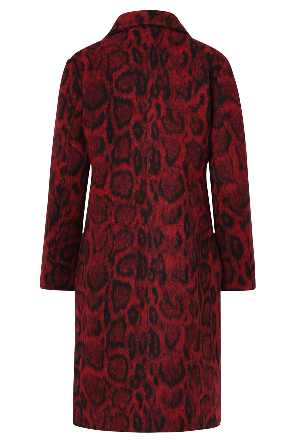 Red animal print coat