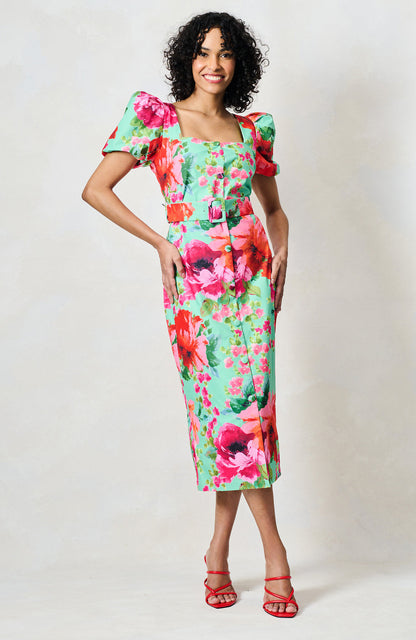 The Rowena Puff Sleeve Sweetheart Neckline Pencil Dress by Hope & Ivy