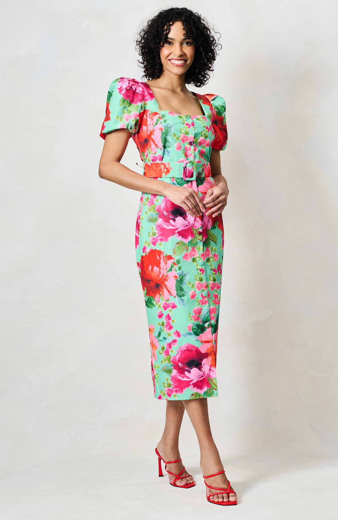 The Rowena Puff Sleeve Sweetheart Neckline Pencil Dress by Hope & Ivy