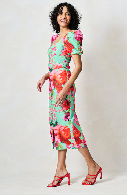 The Rowena Puff Sleeve Sweetheart Neckline Pencil Dress by Hope & Ivy