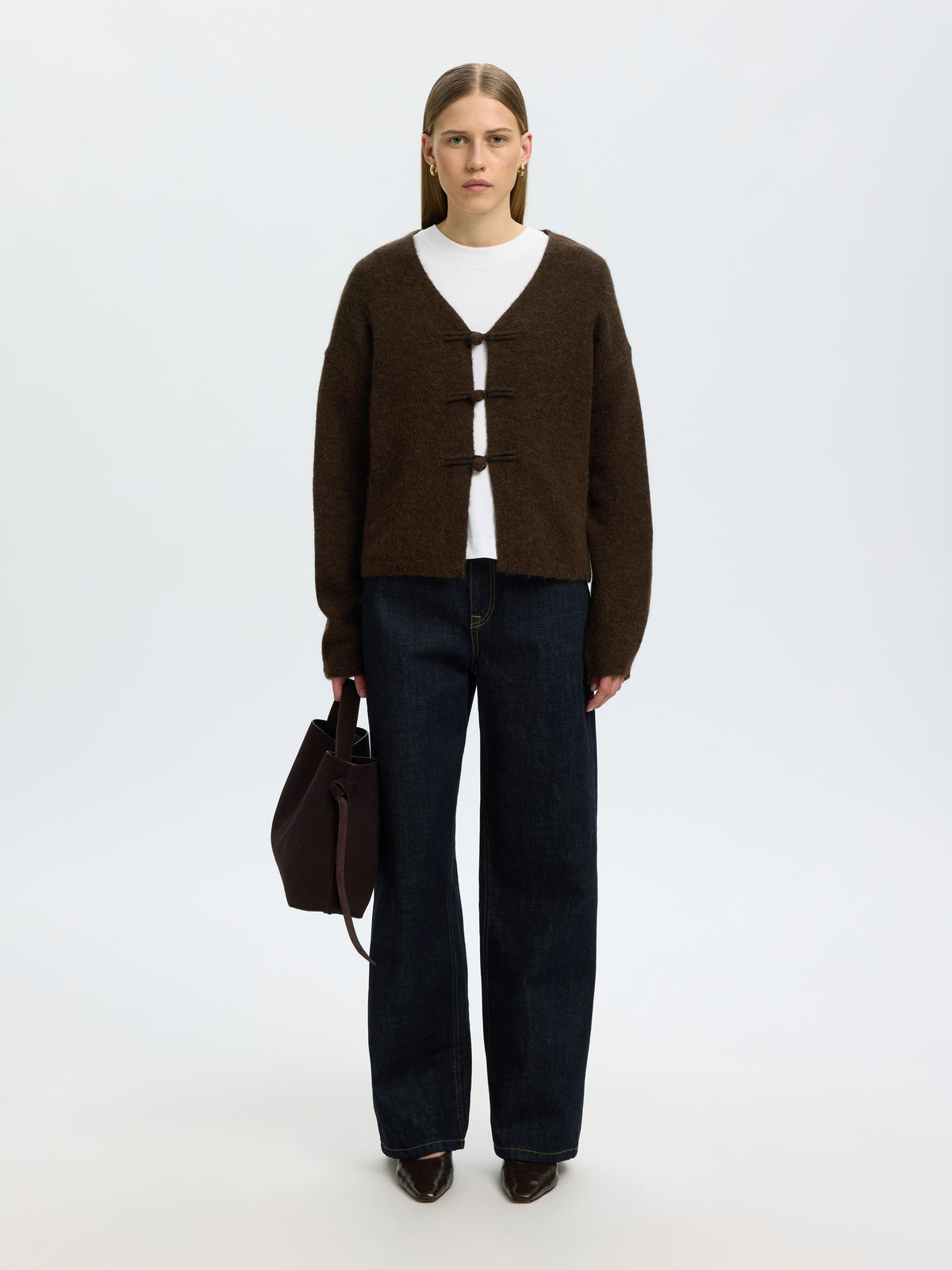 Duffle brown knit cardigan