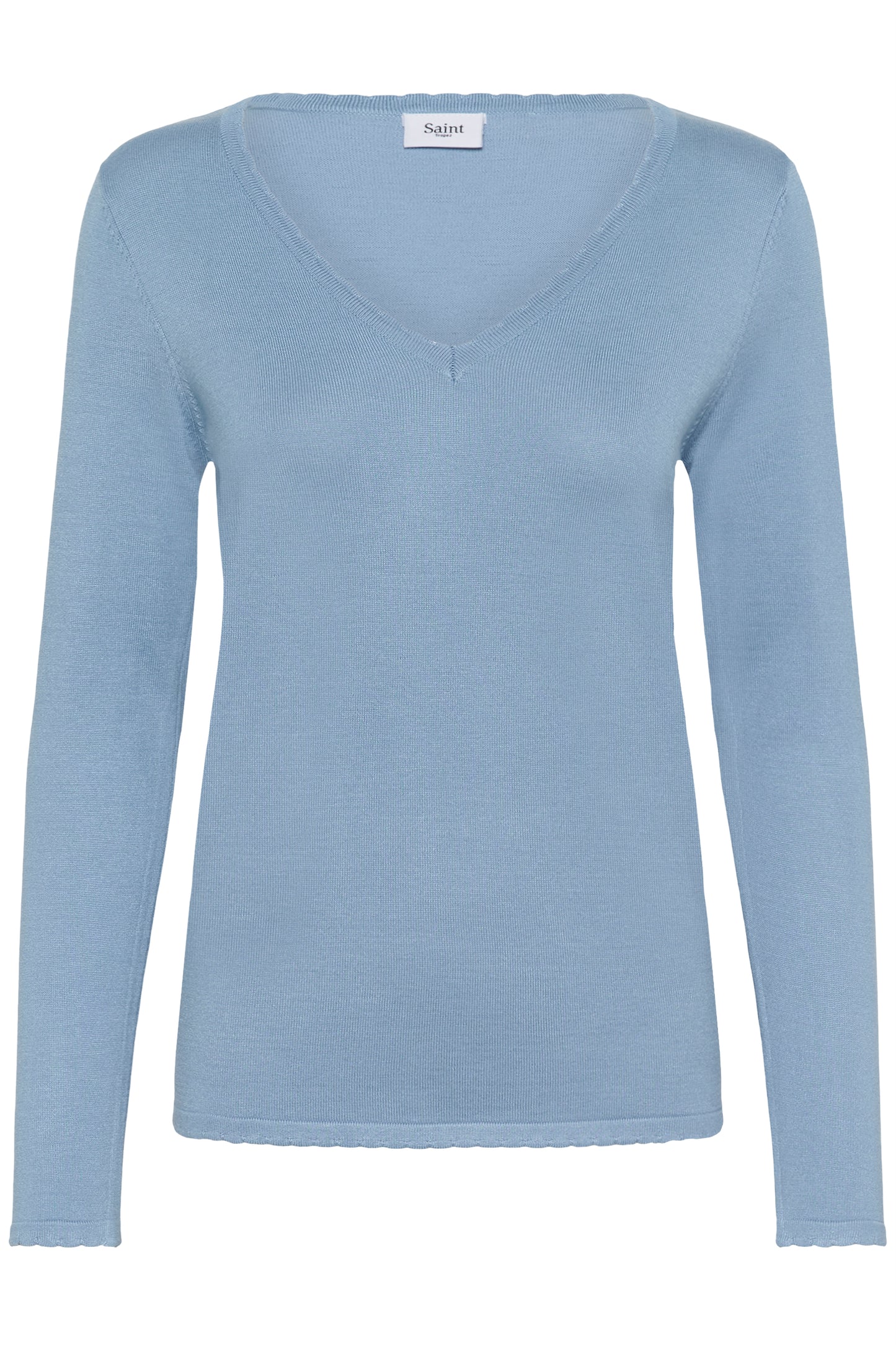 Powder blue fine knit v-neck jumper
