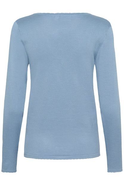 Powder blue fine knit v-neck jumper