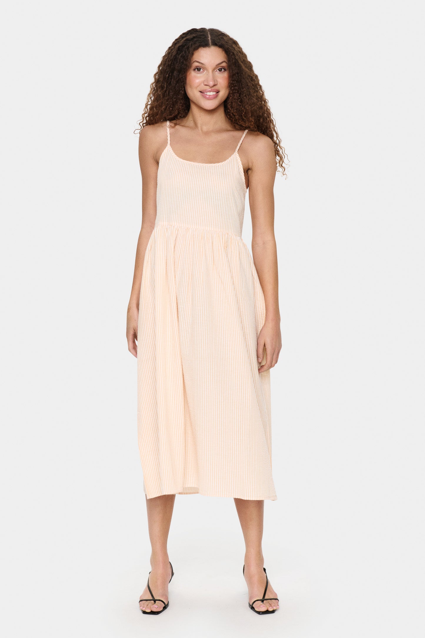 Stripe sun dress peach