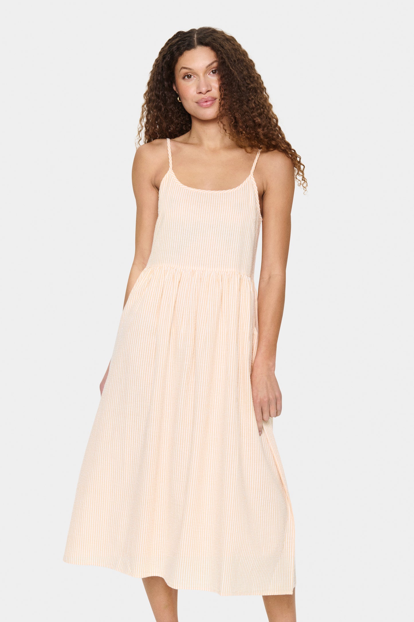 Stripe sun dress peach