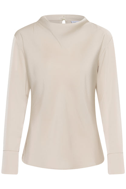 Long sleeve cream satin blouse