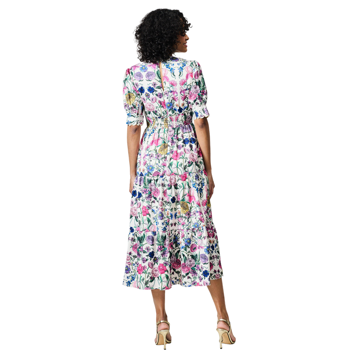 The Sonnet V-neck Full Skirt Tea Dress With Puff Sleeves by Hope & Ivy