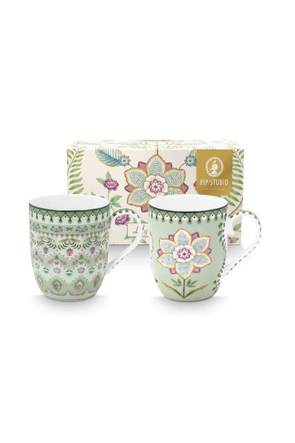 Set/2 Mugs Small Lily&Lotus Light Green by Pip Studio