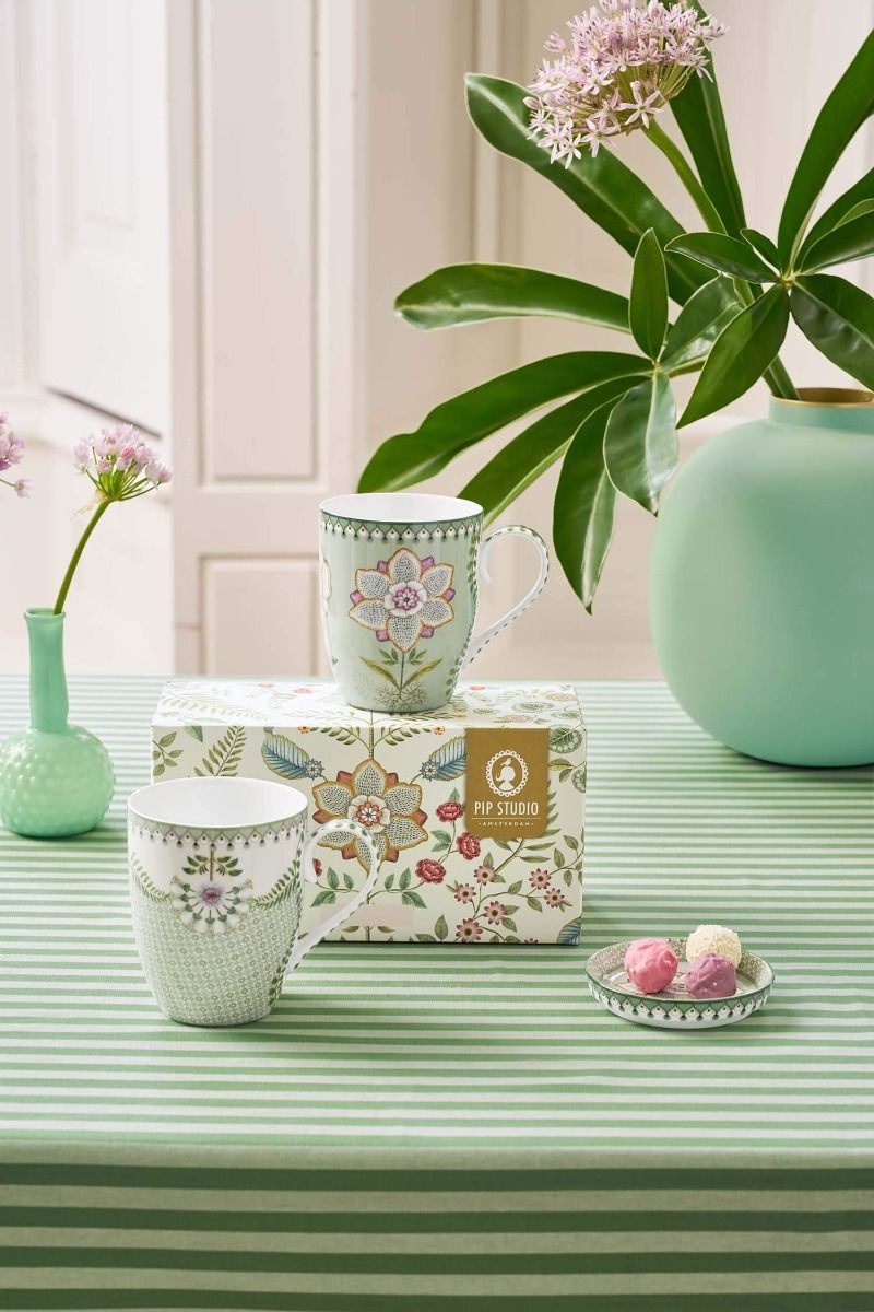 Set/2 Mugs Large Lily&Lotus Light Green by Pip Studio