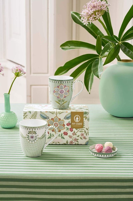Set/2 Mugs Large Lily&Lotus Light Green by Pip Studio