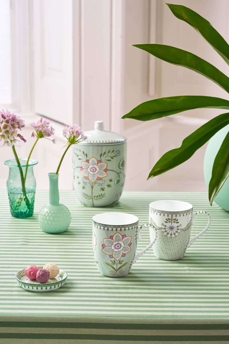 Set/2 Mugs Large Lily&Lotus Light Green by Pip Studio