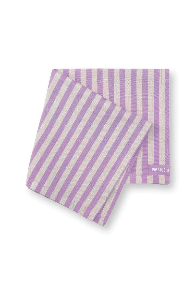 Lilac stripey napkins 40cm x 40cm set of 4 by Pip Studio
